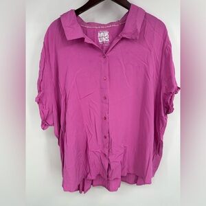 Muk Luks Women's Vibrant Pink Button Down Shirt